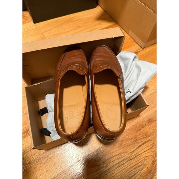 J.M. WESTON 180 Loafer Brown Box Calf Leather Moc Toe Penny Loafer Shoes 8D US 9 - Picture 6 of 7